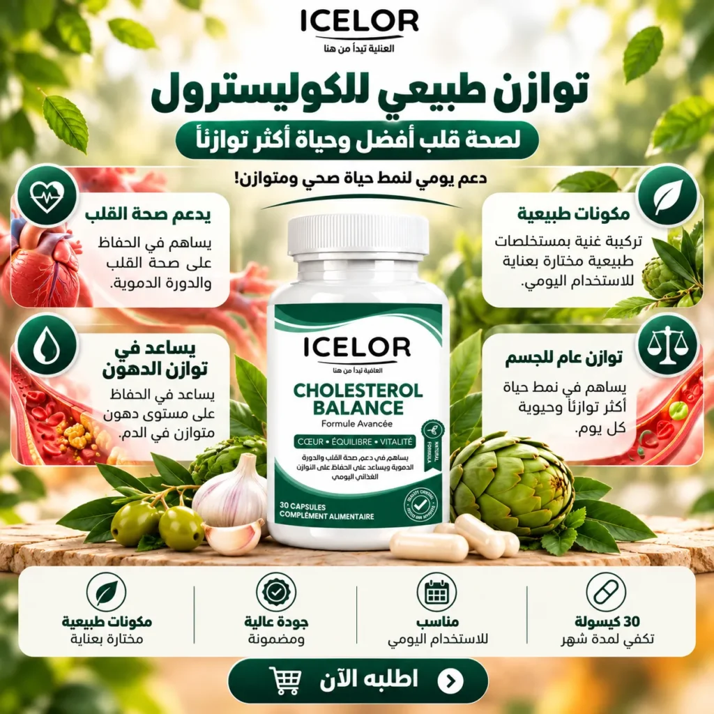 توازن الكوليستيرول ـ مكمل غذائي مصمم لدعم توازن مستويات الكوليسترول وتعزيز صحة القلب والأوعية الدموية - 30 كبسولة